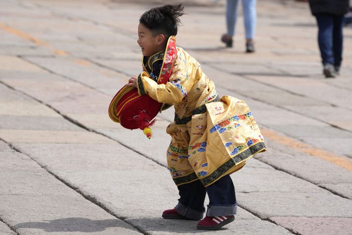 Vindhraði gæti náð rúmlega fjörutíu metrum á sekúndum í Peking um helgina.