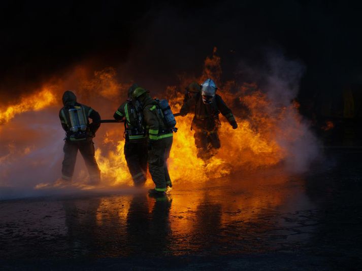 Frá æfingunni í dag. Mynd/ Ingvar Georgsson.