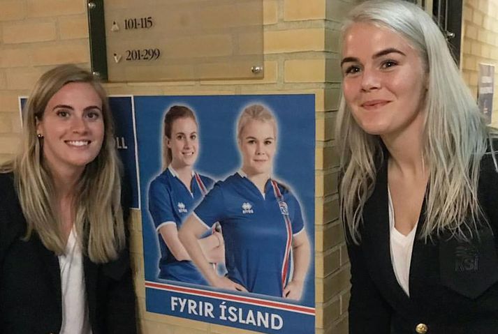 Berglind Björg Þorvaldsdóttir og Arna Sif Ásgrímsdóttir eru herbergisfélagar á EM 2017.