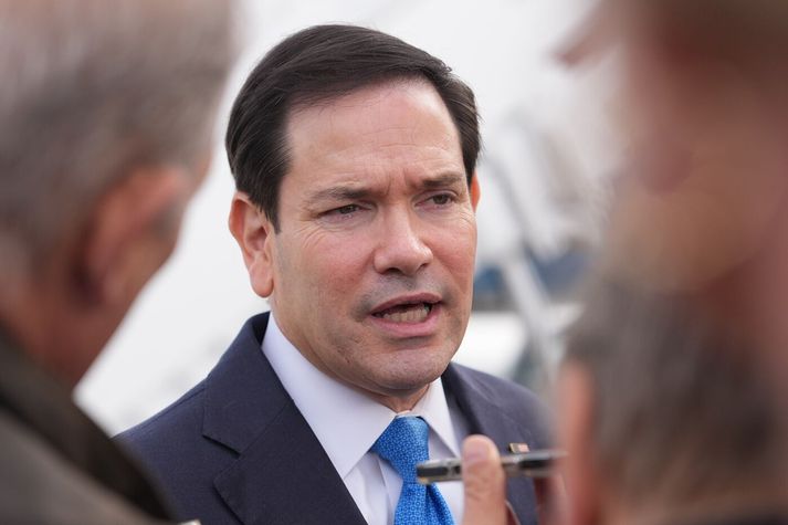 Marco Rubio rétt áður en hann lagði af stað til Íslands.