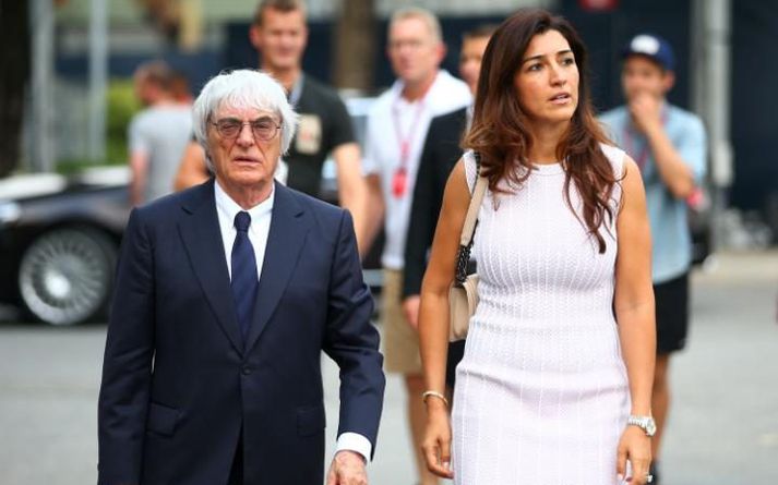 Bernie Ecclestone og brasilísk eiginkona hans.