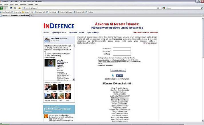 Undirskriftir Um 100 rangar undirskriftir voru skráðar á vef Indefence á föstudag.