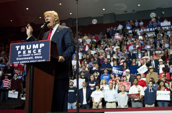 Donald Trump í Ohio í gær.