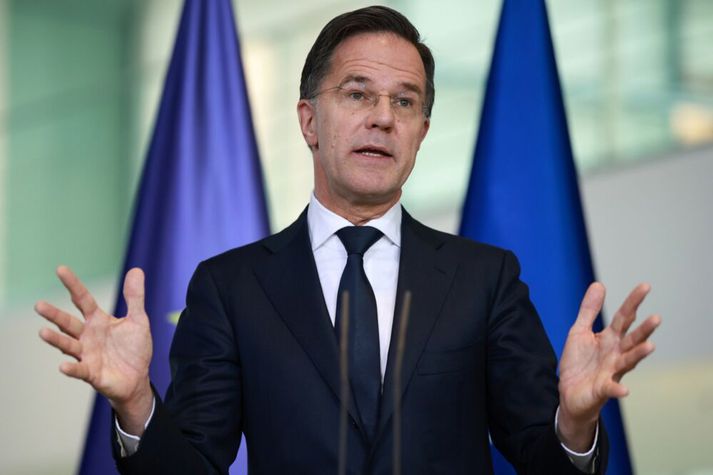 Mark Rutte, framkvæmdastjóri Atlantshafsbandalagsins, í heimsókn sinni í Berlín í gær, 11. desember 2025.
