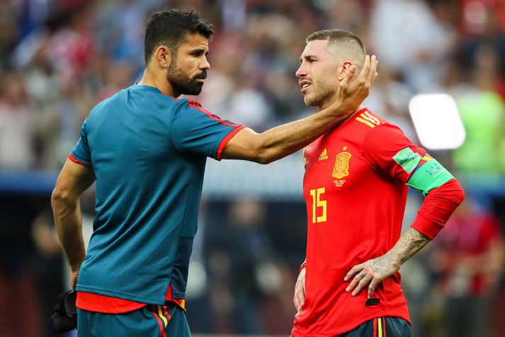 Sergio Ramos með félaga sínum í landsliðinu, Diego Costa.