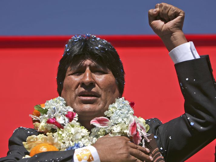 Evo Morales í kosningabaráttu.