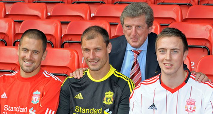 Joe Cole, lengst til vinstri, með þeim Milan Jovanovic, Danny Wilson og Roy Hodgson.