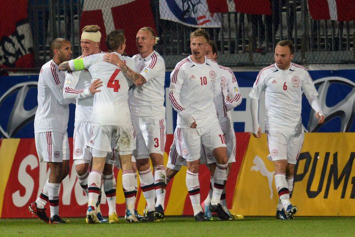 Danir fagna í kvöld.