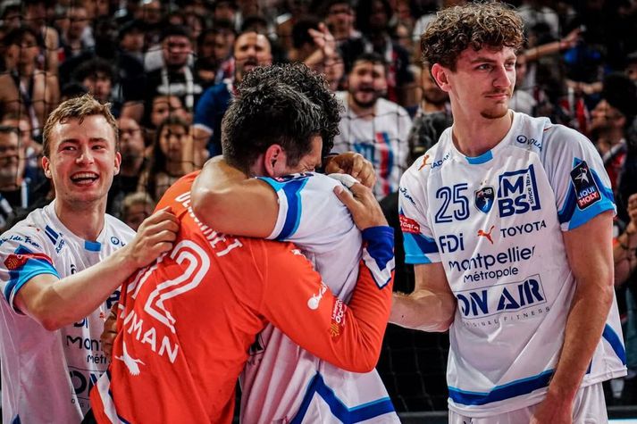 Dagur Gautason og félagar í Montpellier fögnuðu að sjálfsögðu bikarmeistaratitlinum vel og verða hylltir heima í dag.