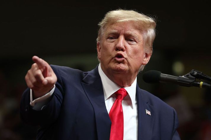 Donald Trump heldur ræðu í Alaska fyrir stuðningsmenn Repúblíkana í júlí síðastliðnum.