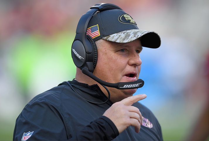 Chip Kelly í sínum síðasta leik sem þjálfari 49ers.