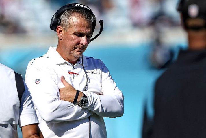 Urban Meyer var rekinn sem þjálfari Jacksonville Jaguars í gær.