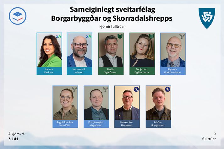 Ný sveitarstjórn Samiginlegs sveitarfélags Borgarbyggðar og Skorradalshrepps.