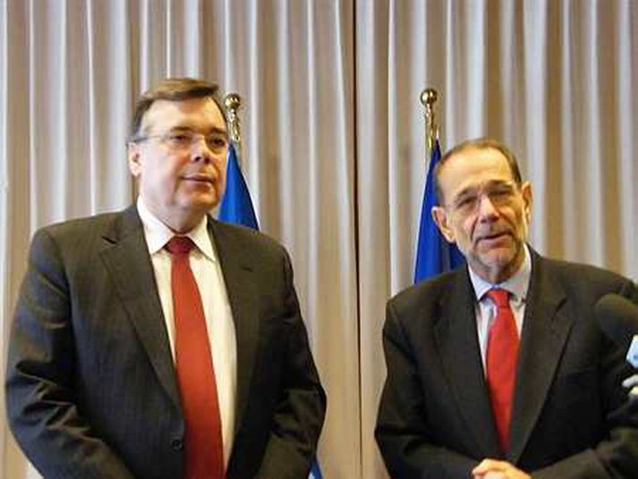 Javier Solana er hér ásamt Geir H. Haarde forsætisráðherra.