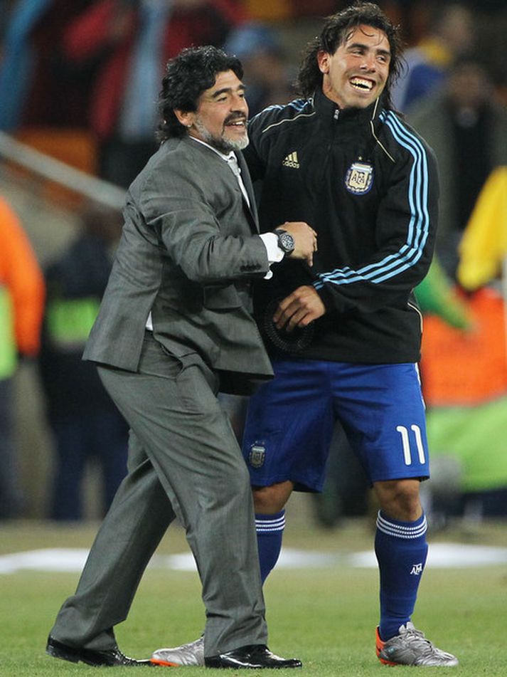 Diego Maradona og Carlos Tevez.