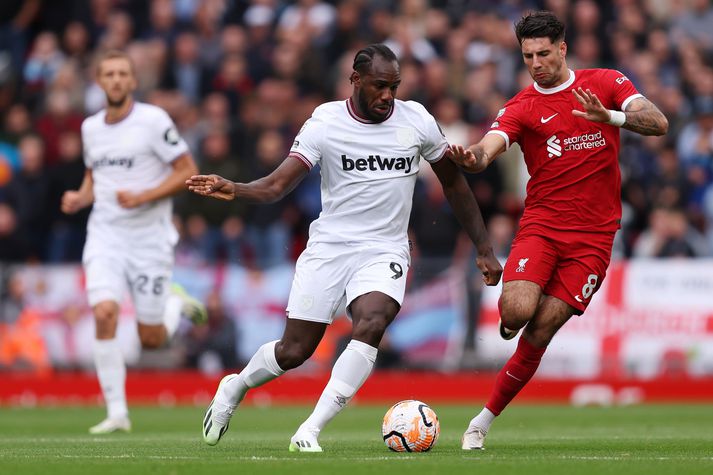 Michail Antonio náði sér ekki á strik gegn Liverpool um síðustu helgi.
