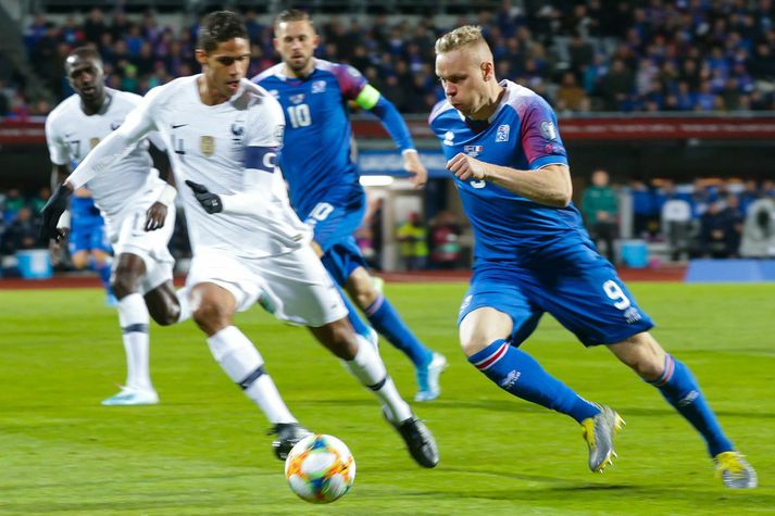 Kolbeinn Sigþórsson í landsleik Íslands gegn Frakklandi í undanriðli EM í knattspyrnu á Laugardalsvelli.