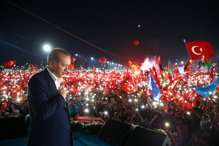 Recap Tayyip Erdogan Tyrklandsforseti. Hann hefur gegnt því emb­ætt­i frá árinu 2014.