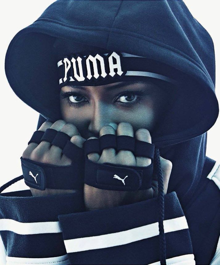 Naomi Campbell er auðvitað flottust í Puma-línunni.