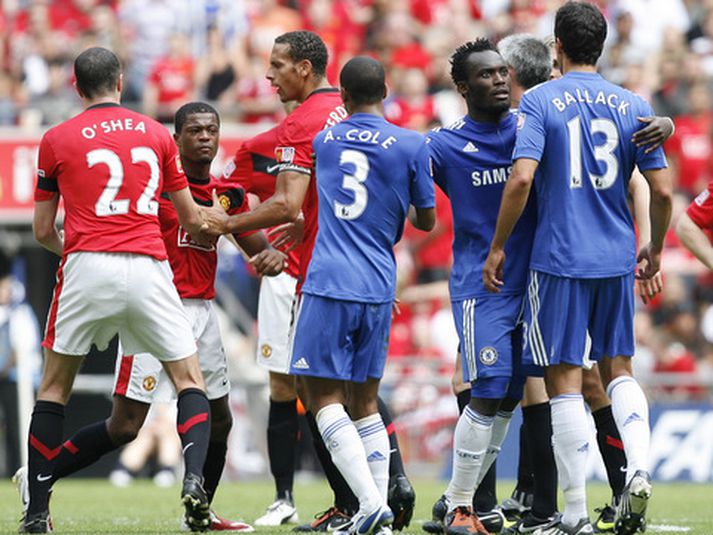 Það ætlaði allt að sjóða upp úr á milli þeirra Michael Ballack og  Patrice Evra.