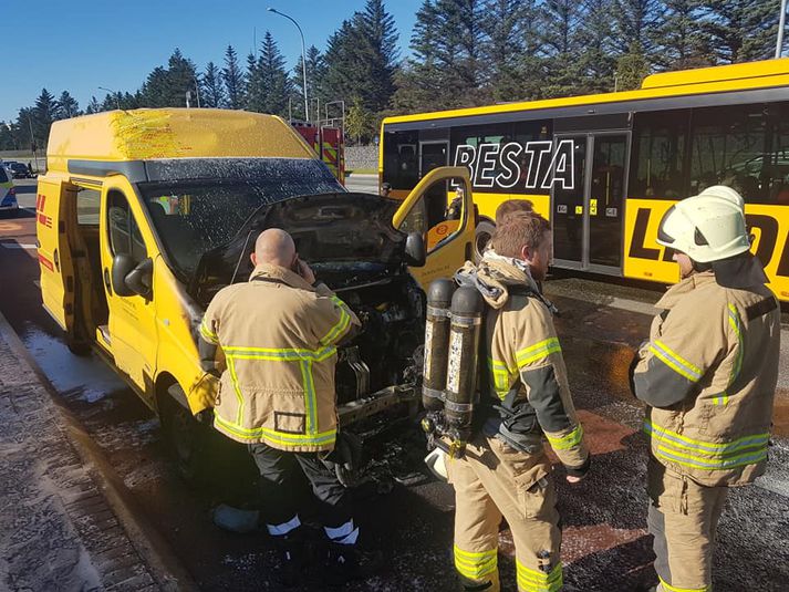 Frá vettvangi á Miklubraut við Klambratún.