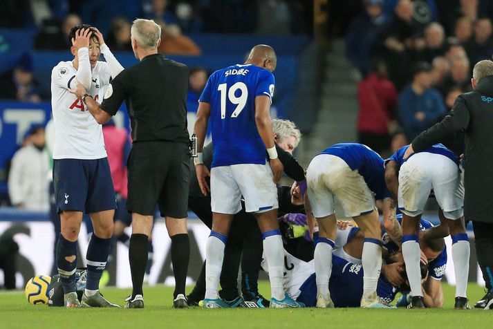 Son Heung-min átti mjög erfitt með sig eftir að hann sá meiðsli Andre Gomes.