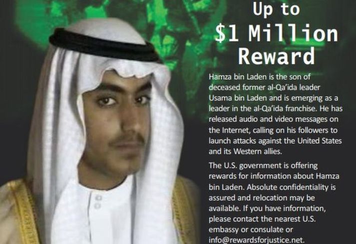 Bandaríkjastjórn hafði áður sett eina milljón bandaríkjadala til höfuðs Hamza bin Laden.