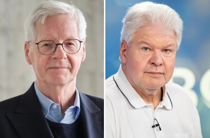 Bogi Ágústsson og Ólafur Þ. Harðarson hafa þurft að sitja ófáar nætur í stúdíói á kjördag.