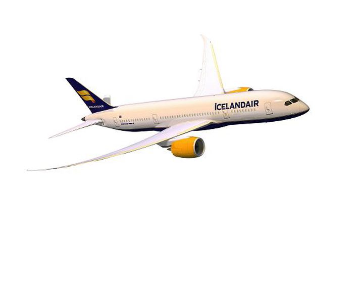 ICE 787 Boeing Dreamliner 787 þota Icelandair Group litir á flugi tölvugerð mynd Icelandair Boeing Dreamliner 787 útklippt þota