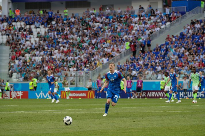 Jón Daði í leik gegn Nígeríu á HM í Rússlandi sumarið 2018.
