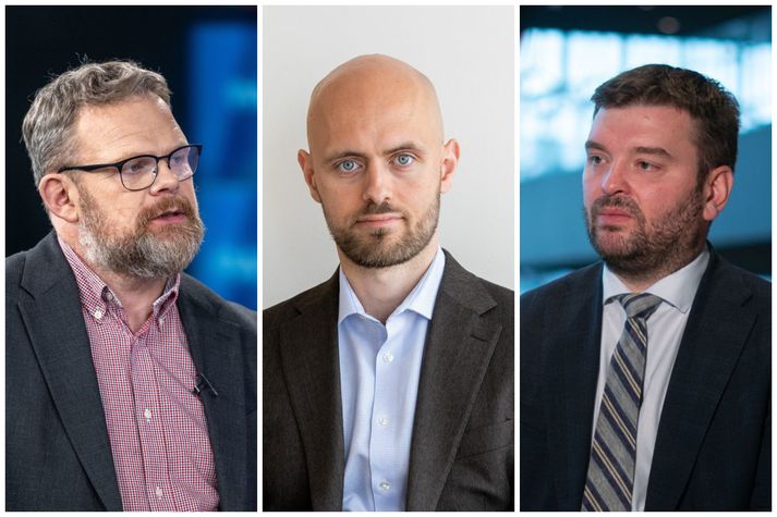 Björn Brynjúlfur Björnsson (fyrir miðju) er framkvæmdastjóri Viðskiptaráðs sem hefur birt færslu þar sem gagnrýni Ásmundar Einars Daðasonar menntamálaráðherra (til hægri) og Magnúsar Þórs Jónssonar, formanns Kennarasambands Íslands (til vinstri) er svarað.