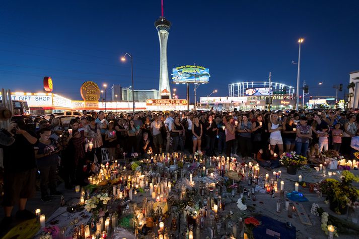 Frá minningarathöfn í Las Vegas.