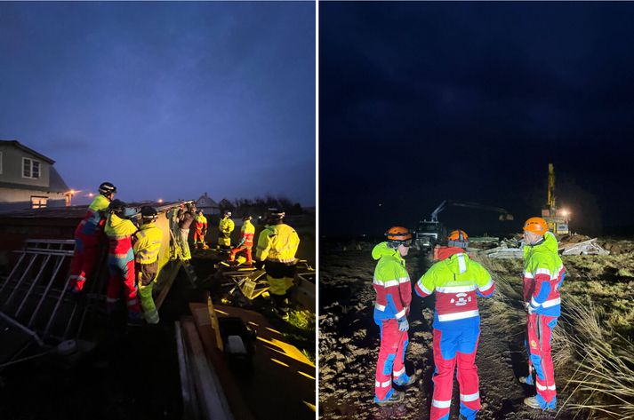 Björgunarsveitir í Hveragerði, Stokkseyri og Eyrarbakka hafa haft í nógu að snúast síðdegis í dag.