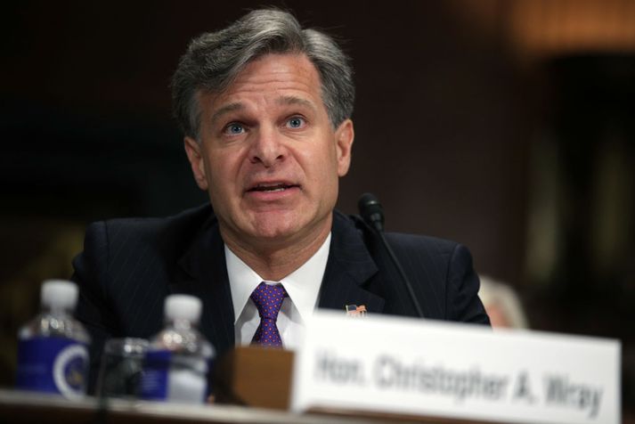 Christopher Wray kom fyrir öldungadeildarþingmenn Bandaríkjaþings í dag.