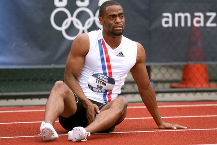 Tyson Gay eftir að hann meiddist í síðasta mánuði.