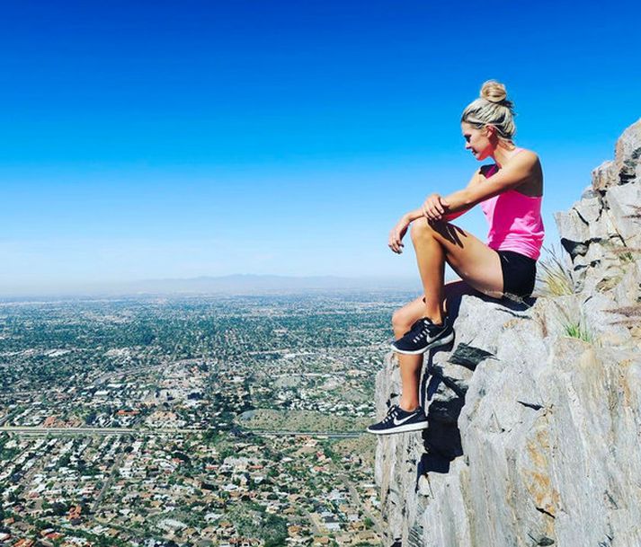 Ólafía Þórunn Kristinsdóttir í fjallagöngu sinni á Squaw Peak.