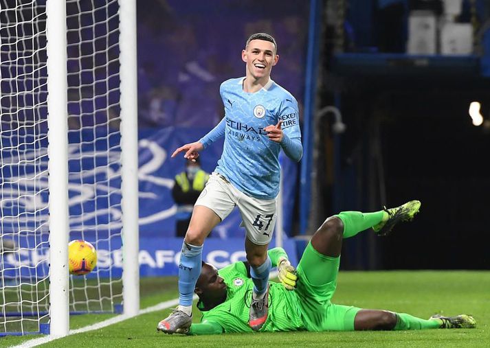 Phil Foden og félagar í Manchester City unnu 3-1 gegn Chelsea í deildarleik í janúar, skömmu áður en Thomas Tuchel tók við Chelsea af Frank Lampard.