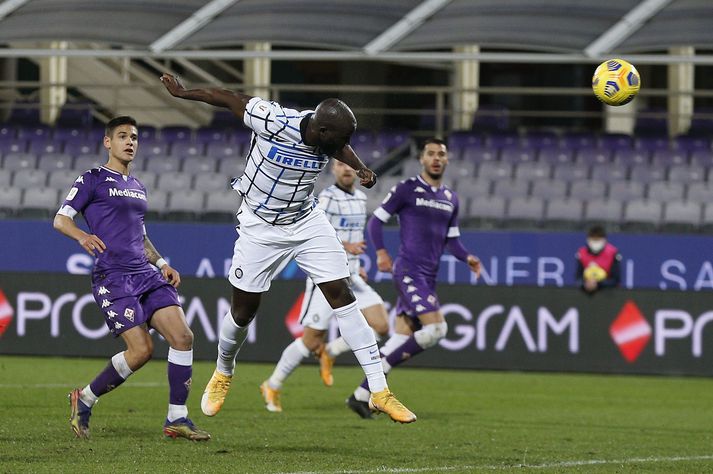 Romelu Lukaku skoraði sigurmark Inter gegn Fiorentina á 119. mínútu.