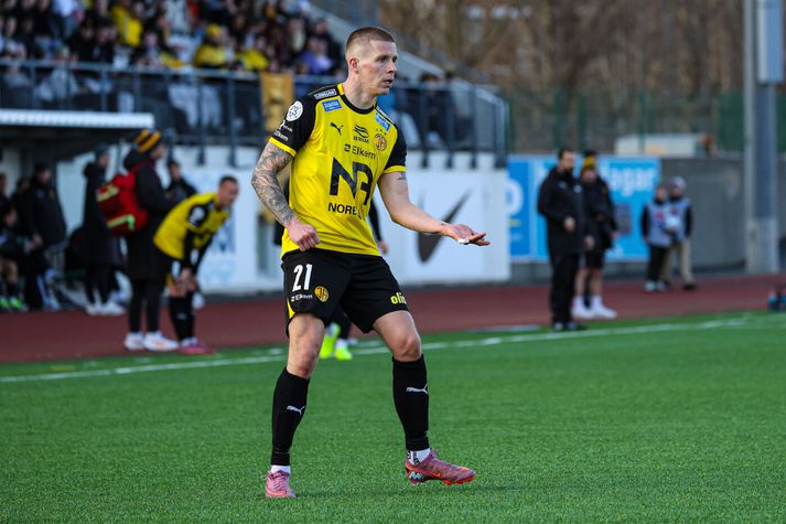Böðvar Böðvarsson, fyrirliði ÍA, vildi fá víti í stöðunni 2-2. Hann er svekktur að Skagamenn hafi ekki tekið öll þrjú stigin í dag.