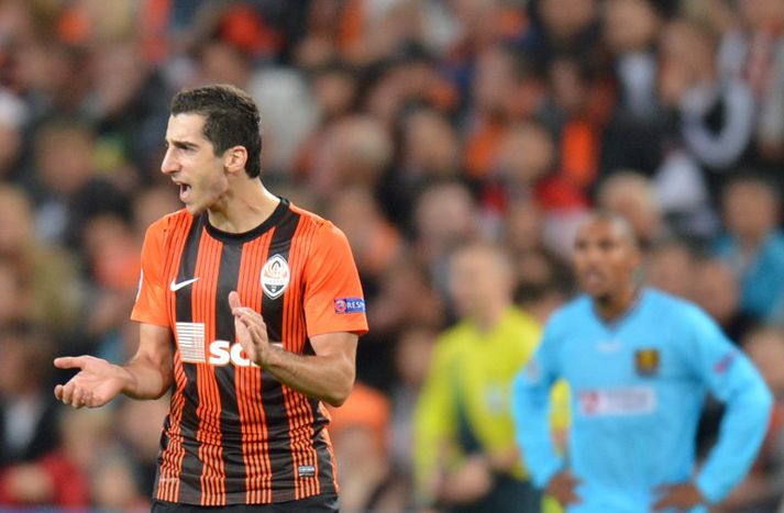 Mkhitaryan fagnar marki gegn Nordsjælland í Meistaradeild Evrópu í vetur.