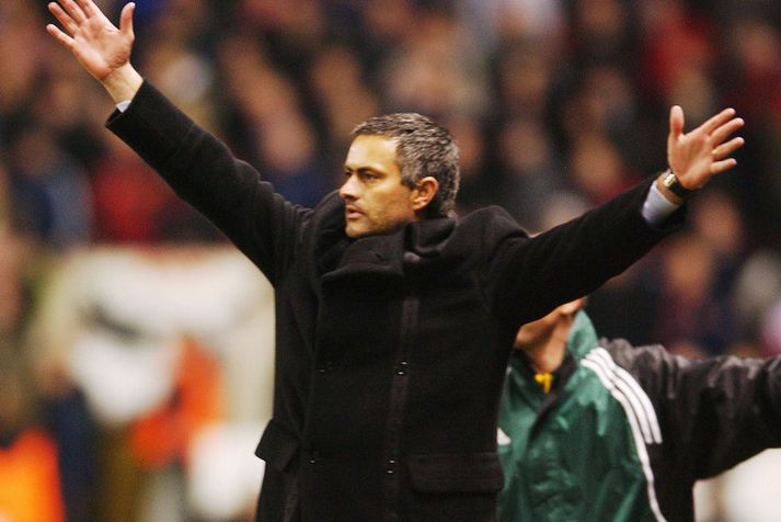 José Mourino fagnar fræknum sigri á Old Trafford.