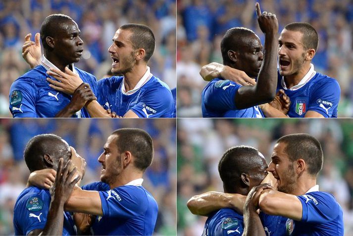 Leonardo Bonucci og Mario Balotelli.