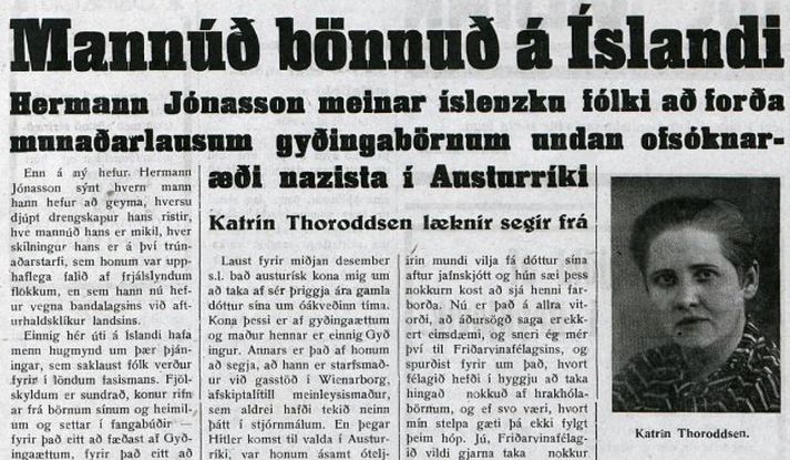 Skjáskot af umræddri grein í Þjóðviljanum í apríl 1939.