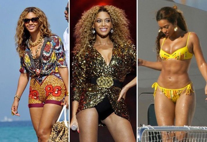 Í meðfylgjandi myndasafni má skoða myndir af Beyonce á bikiní og með Jay-Z eiginmanni sínum.