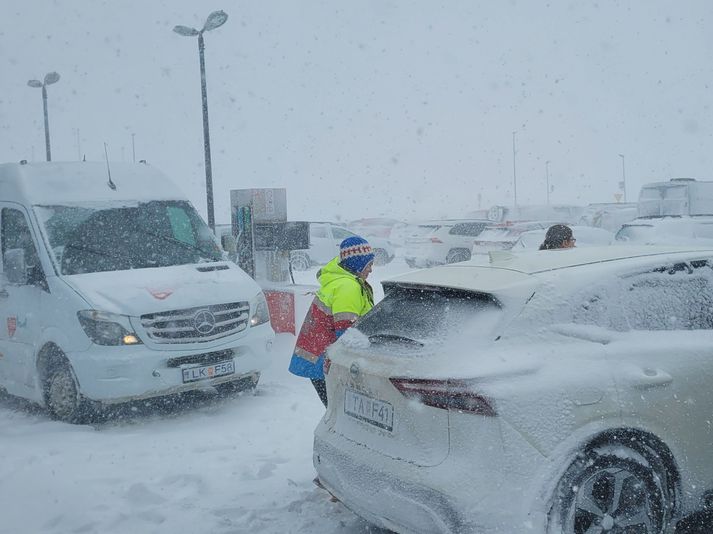 Svona var ástandið á Kirkjubæjarklaustri í dag. Ekki er þó von á frekari vetrarfærð þegar líður á vikuna.