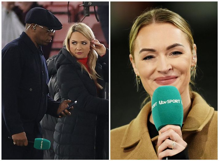 Ian Wright og Katie Shanahan voru vel vakandi þegar það leið yfir Lauru Woods (til hægri).