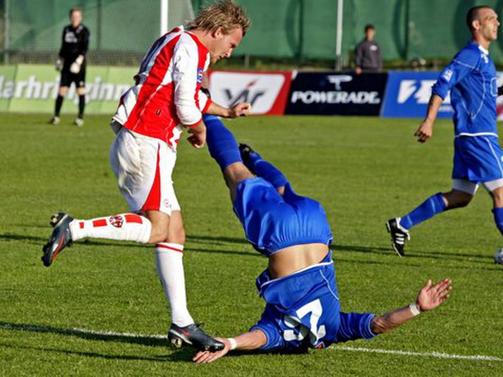 Jón Orri Ólafsson lenti skelfilega eins og sjá má á þessarri mynd.