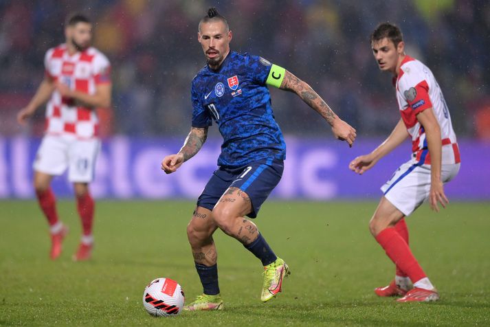 Marek Hamsik rann blóðið til skyldunnar og gæti spilað gegn Íslandi.