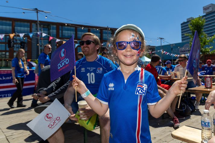 Stuðningsmaður íslenska landsliðsins á EM í Englandi í fyrra.