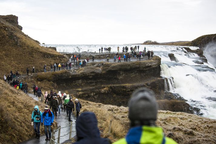 Gullfoss er einn fjölsóttasti ferðamannastaður landsins.